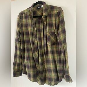 BDG Green and Brown Plaid Shirt